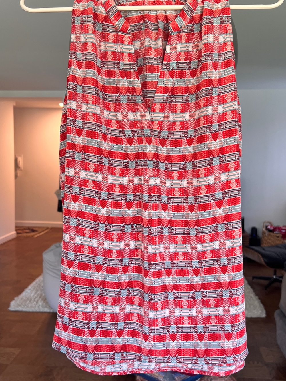Joie Red, White and Black Geometric Midi Skirt